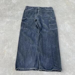 Baggy Faded Black Carpenter Loose Relaxed Fit Denim Pants